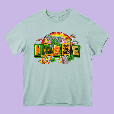 Nurse St Patricks Heavy Core Tee Designed By Fadigitalartstudio