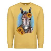 Antique Gold Sunflower Donkey Premium Sweatshirt - RanaPortraitStore
