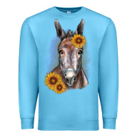 Ocean Blue Sunflower Donkey Premium Sweatshirt - RanaPortraitStore