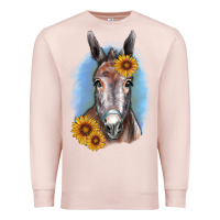 Pale Pink Sunflower Donkey Premium Sweatshirt - RanaPortraitStore