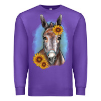 Purple Sunflower Donkey Premium Sweatshirt - RanaPortraitStore