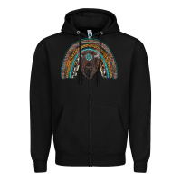 Black western rainbow with bison Zipper Hoodie - RanaPortraitStore