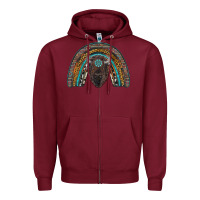 Burgundy western rainbow with bison Zipper Hoodie - RanaPortraitStore