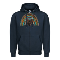 Navy western rainbow with bison Zipper Hoodie - RanaPortraitStore
