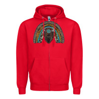 Red western rainbow with bison Zipper Hoodie - RanaPortraitStore