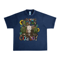 Navy summer down cowboy Urban Heavy Tee - CowhideDigitalArt