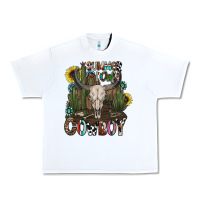 White summer down cowboy Urban Heavy Tee - CowhideDigitalArt