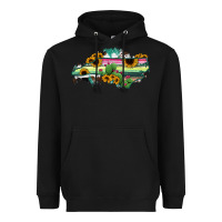 Black North Carolina Map Sunflower Cactus Serape Heavyweight Hoodie - RanaPortraitStore