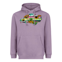 Lavender North Carolina Map Sunflower Cactus Serape Heavyweight Hoodie - RanaPortraitStore
