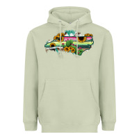 Matcha North Carolina Map Sunflower Cactus Serape Heavyweight Hoodie - RanaPortraitStore