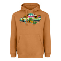 Meerkat North Carolina Map Sunflower Cactus Serape Heavyweight Hoodie - RanaPortraitStore