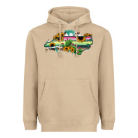 Mushroom North Carolina Map Sunflower Cactus Serape Heavyweight Hoodie - RanaPortraitStore