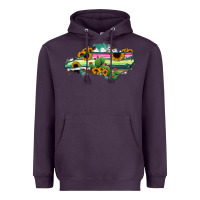 Plum North Carolina Map Sunflower Cactus Serape Heavyweight Hoodie - RanaPortraitStore