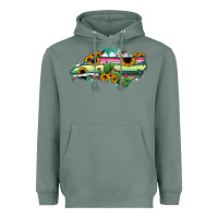Sage North Carolina Map Sunflower Cactus Serape Heavyweight Hoodie - RanaPortraitStore