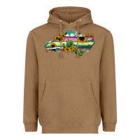 Toasted Coconut North Carolina Map Sunflower Cactus Serape Heavyweight Hoodie - RanaPortraitStore