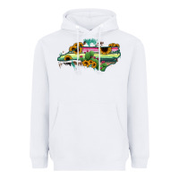 North Carolina Map Sunflower Cactus Serape Heavyweight Hoodie | Teevron