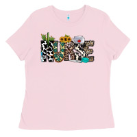 Bubblegum Pink nurse leopard and cowhide Ladies Tee - CowhideDigitalArt