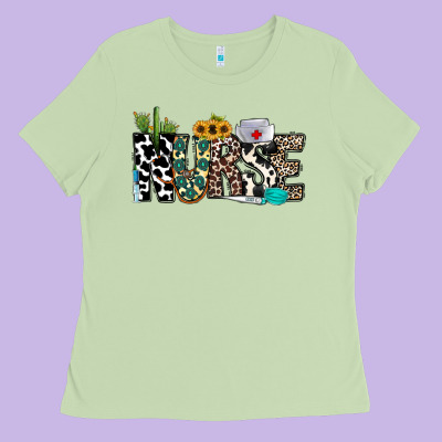 Nurse Leopard And Cowhide Ladies Tee Designed By Cowhidedigitalart