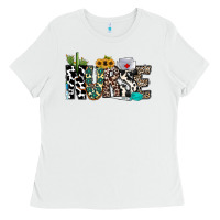 White nurse leopard and cowhide Ladies Tee - CowhideDigitalArt