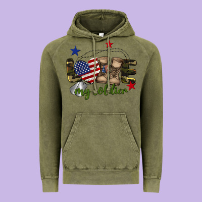 Love My Soldier Vintage Hoodie Designed By Barkaloodesign