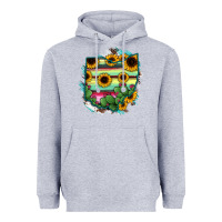 Heather Grey Ohio Map Sunflower Cactus Serape Heavyweight Hoodie - RanaPortraitStore