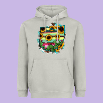 Ohio Map Sunflower Cactus Serape Heavyweight Hoodie Designed By Ranaportraitstore