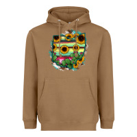 Toasted Coconut Ohio Map Sunflower Cactus Serape Heavyweight Hoodie - RanaPortraitStore