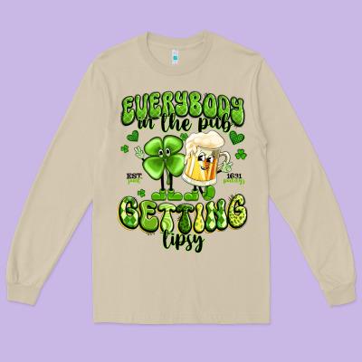 Everybody In The Pub Getting Tipsy Artiststas Long Sleeve Tee Designed By Artiststas