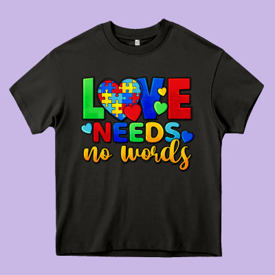 Love Needs No Words Heavy Core Tee Designed By Fadigitalartstudio
