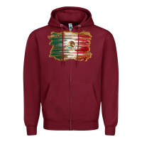 Burgundy mexican flag with leopard Zipper Hoodie - RanaPortraitStore