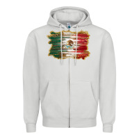 Dove Grey mexican flag with leopard Zipper Hoodie - RanaPortraitStore
