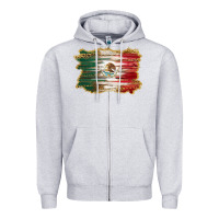 Heather Grey mexican flag with leopard Zipper Hoodie - RanaPortraitStore