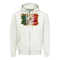 Oatmeal Heather mexican flag with leopard Zipper Hoodie - RanaPortraitStore