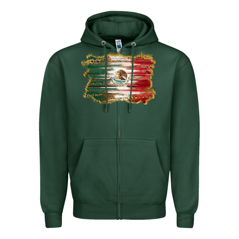 Mexican Flag With Leopard Zipper Hoodie by RanaPortraitStore | Teevron