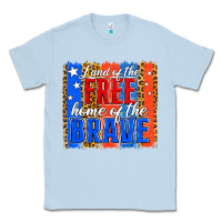 Dusty Blue Land of the Free 4th of July Brushstroke Classic Tee - Jasminsmagicworld