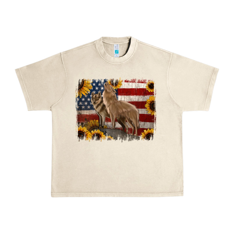 American Wolves With Sunflower Background Png Urban Heavy Tee by Jasminsmagicworld | Teevron