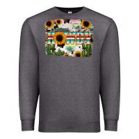 Charcoal Heather Howdy Serape And Sunflower Premium Sweatshirt - RanaPortraitStore