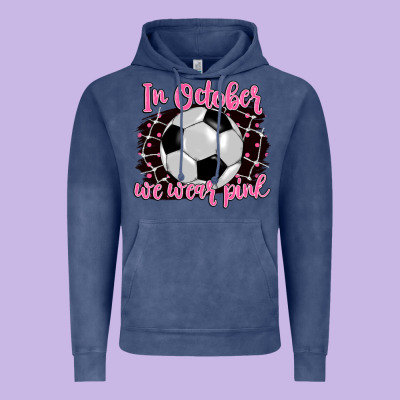 In October We Wear Pink Soccer Vintage Hoodie Designed By Barkaloodesign
