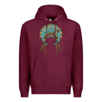 Burgundy native american headdress turquise Premium Hoodie - BarkalooDesign