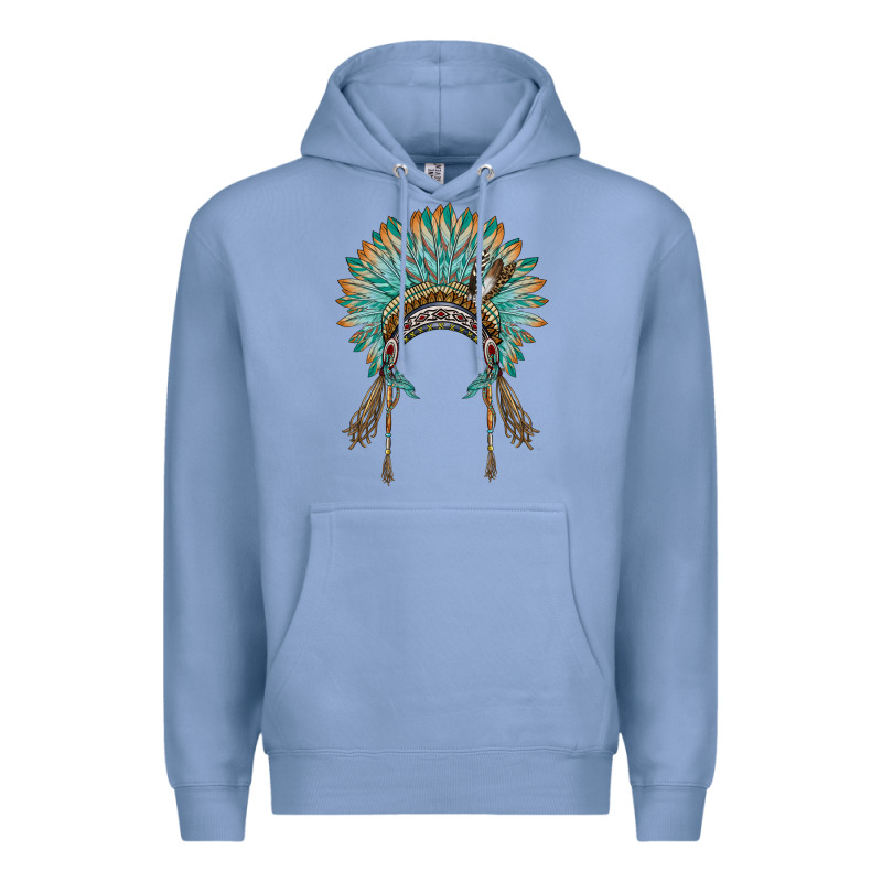 Native American Headdress Turquise Premium Hoodie by BarkalooDesign | Teevron