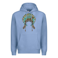 Colony Blue native american headdress turquise Premium Hoodie - BarkalooDesign
