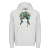 Dove Grey native american headdress turquise Premium Hoodie - BarkalooDesign