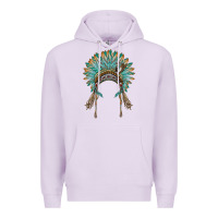 Lilac native american headdress turquise Premium Hoodie - BarkalooDesign