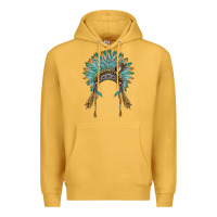 Mustard native american headdress turquise Premium Hoodie - BarkalooDesign