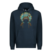 Navy native american headdress turquise Premium Hoodie - BarkalooDesign