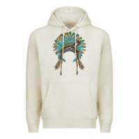 Oatmeal Heather native american headdress turquise Premium Hoodie - BarkalooDesign