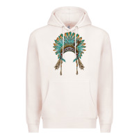 Pale Pink native american headdress turquise Premium Hoodie - BarkalooDesign