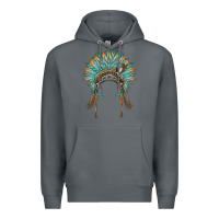 Rock native american headdress turquise Premium Hoodie - BarkalooDesign