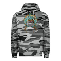 Slate Camo native american headdress turquise Premium Hoodie - BarkalooDesign
