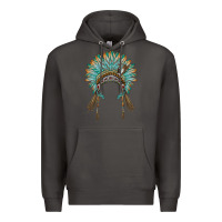 Smoke native american headdress turquise Premium Hoodie - BarkalooDesign